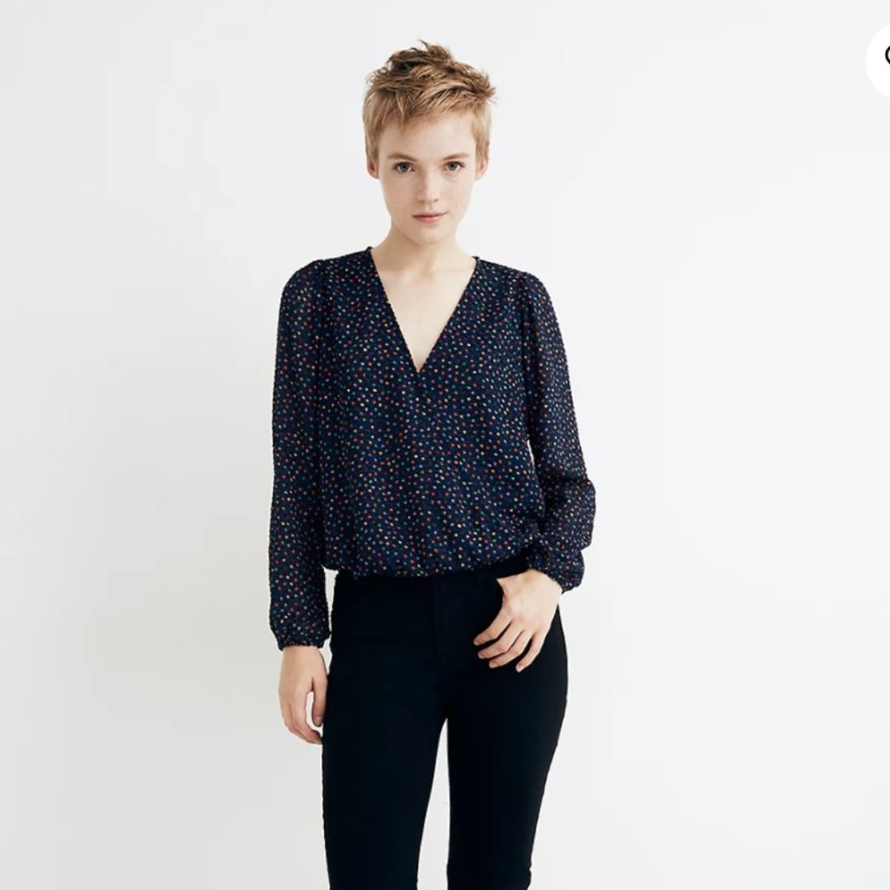 Madewell Lyric Wrap Top in Sugar Dot